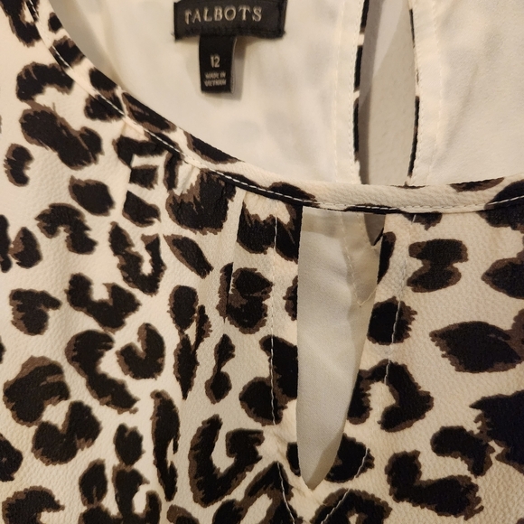 Talbots Leopard Print Midi Dress | Size 12 | Fit & Flare Elastic Waist Like New - Picture 12 of 13
